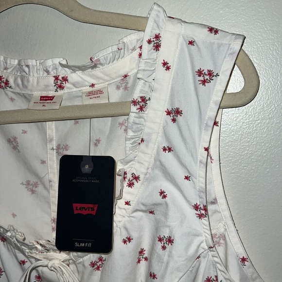 NWT Levi’s Western Cottagecore Floral White Ruffles Button-Front Tank Top - Picture 5 of 6